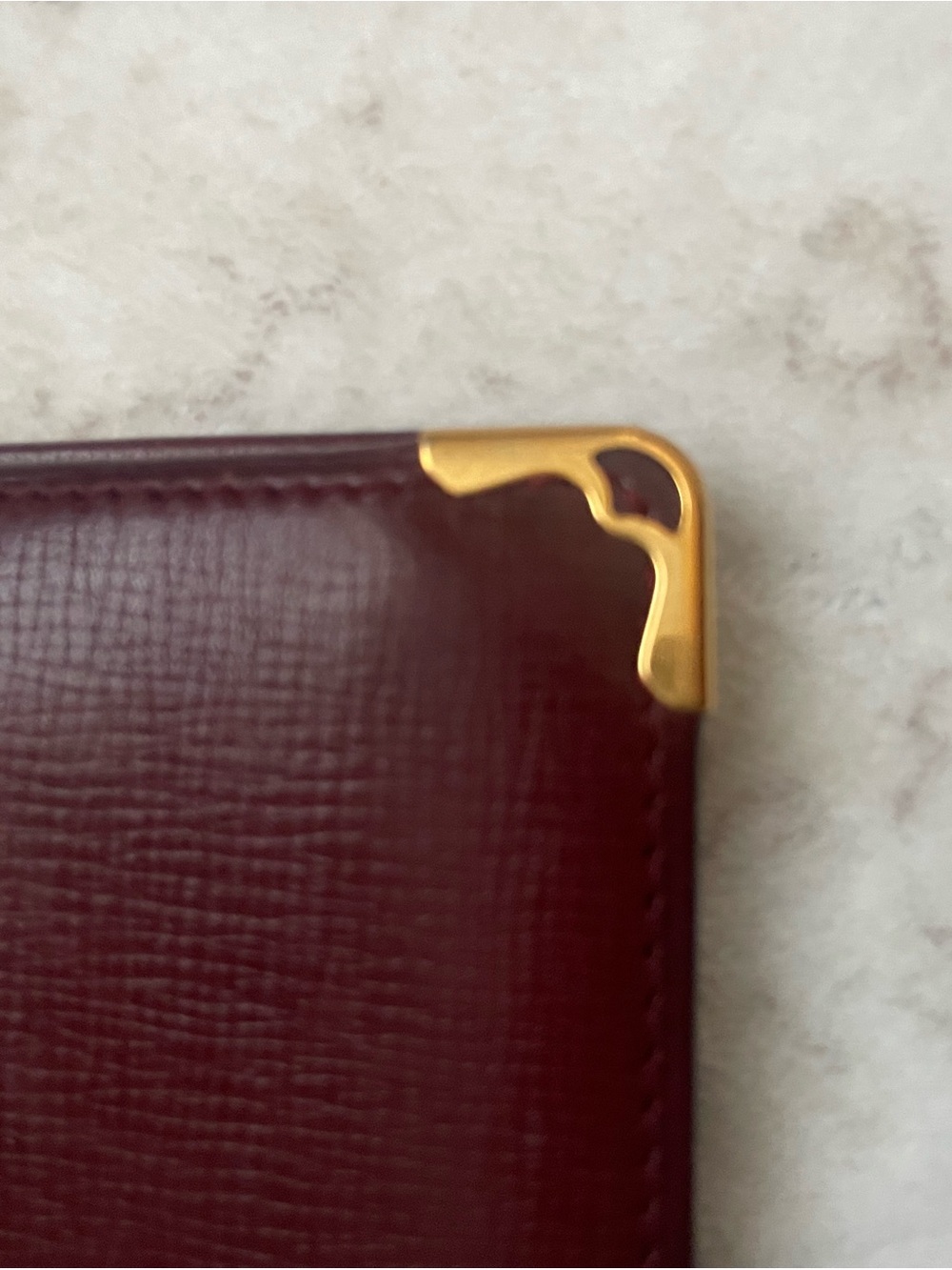 Authentic Vintage Cartier Leather Long Wallet with Gold Corner Accents - Picture 6 of 10